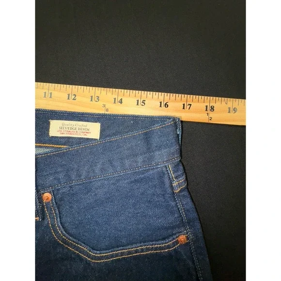 NWOT Levi's 501 Selvage Red Tab Button Fly Straight Blue Denim Jeans Sz 33x32 - Picture 14 of 16